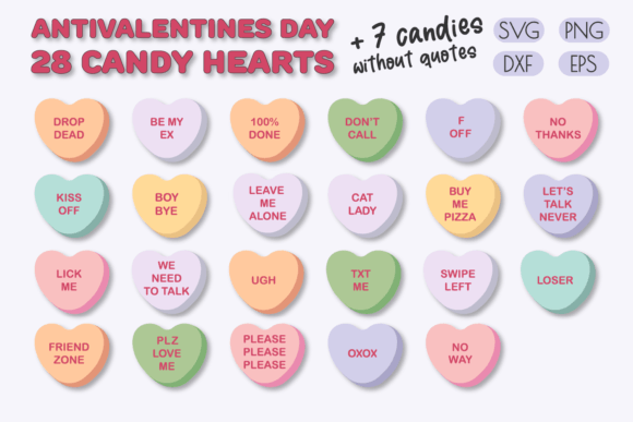 Anti Valentine s Day Candy Hearts Bundle: Graphics for Crafts