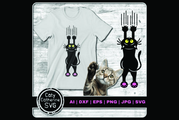 Cat Hanging with Claws Graphics for Crafts
