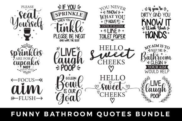 Funny Bathroom Quotes SVG Bundle: Graphics for Crafts & Creatives