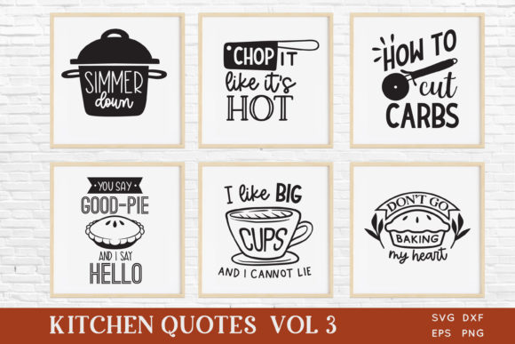 Funny Kitchen Quotes Svg Bundle Vol 3 for Graphics and Crafts