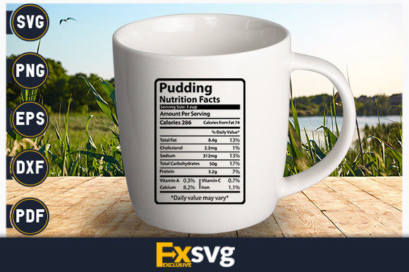 Pudding Nutrition Facts Graphics for Crafts and Selling