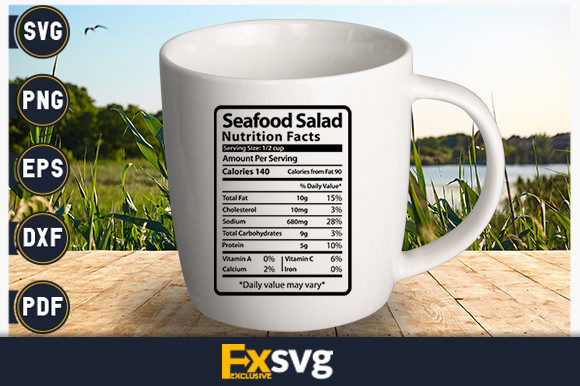 Seafood Salad Nutrition Facts Graphics for Crafts