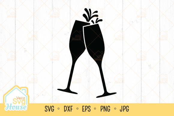 Two Sparkling Glasses of Wine Svg for Crafts and Graphics